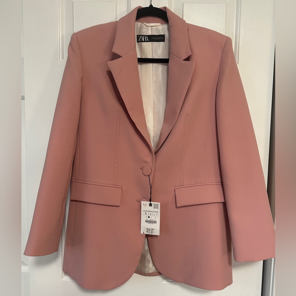Zara Women's Blush Pink Suit Blazer
